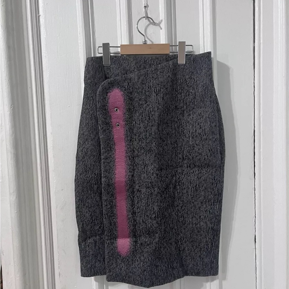 NWOT Balenciaga Grey Plaid Wool Mohair Blend Skirt 38/S